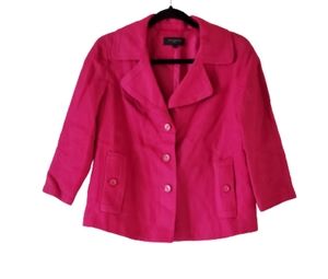 Talbots Women's Blazer‎ Hot Pink Fuchsia 100% Linen